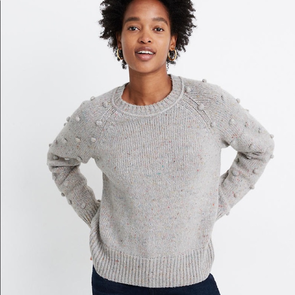 Madewell Palmroy Bobble-Sleeve Pullover Sweater